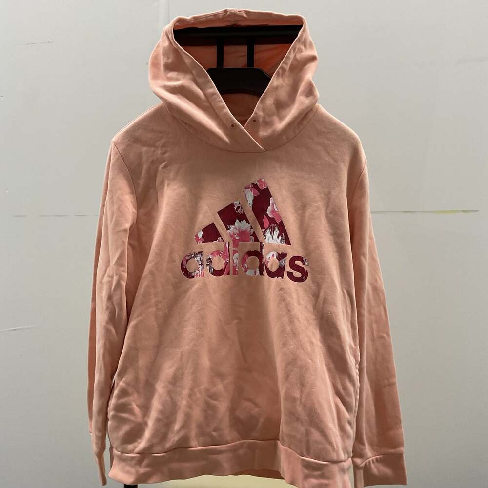 Adidas Women's Floral Badge of Sport Pullover Hoodie - Pink - Size L